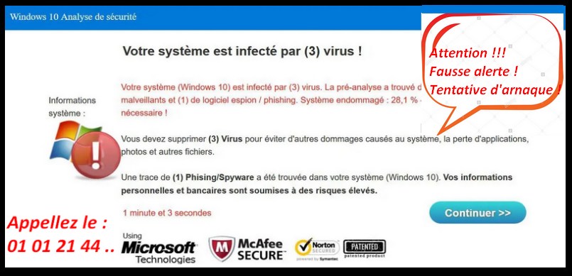 virus fausse alerte - - Dépannage informatique Cannes